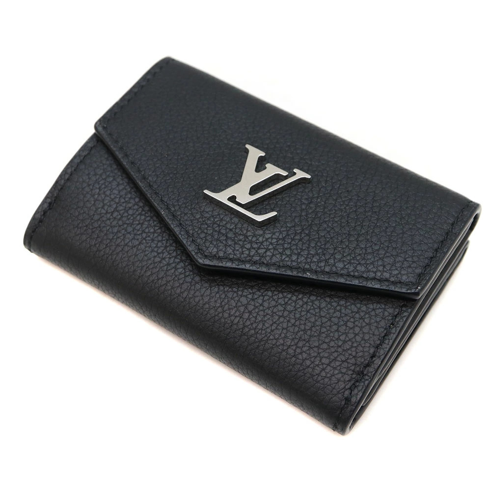 Louis Vuitton Portefeuille Lock Calf Leather Wallet Noir Black
